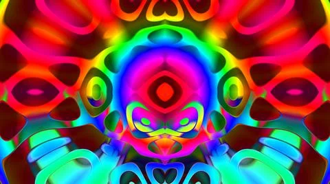 Symmetric Pattern Blob Wave Liquid Abstract Alien Neon Trippy Illustrazione stock