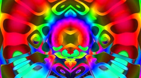 Symmetric Pattern Blob Wave Liquid Abstract Alien Neon Trippy Stock Illustration