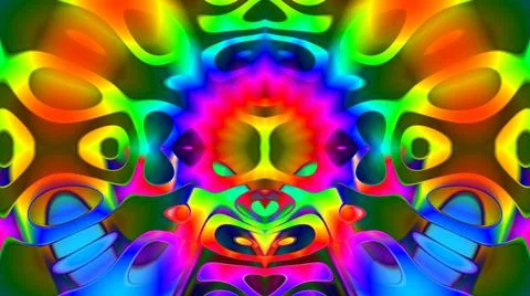Symmetric Pattern Blob Wave Liquid Abstract Alien Neon Trippy Stockillustratie