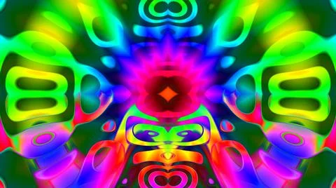Symmetric Pattern Blob Wave Liquid Abstract Alien Neon Trippy Stockillustratie
