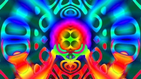 Symmetric Pattern Blob Wave Liquid Abstract Alien Neon Trippy 스톡 일러스트