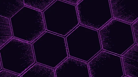 Symmetric purple hexagonal pattern on black background 스톡 동영상 275580266