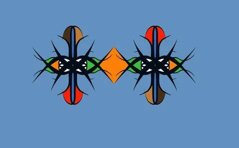 Symmetric Spiked Totem Composition Stock Illustration