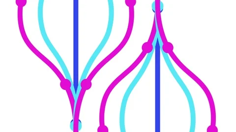 Symmetric spread of arching lines animation isolated on white background Stock Footage 334858918