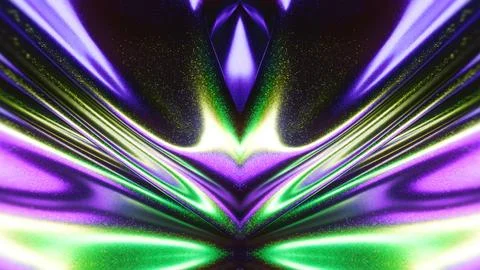 Symmetrical 3D Glossy Fabric Pattern in Purple and Lime Stock-Illustration