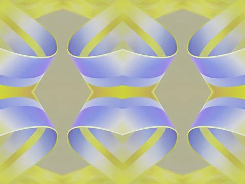 A symmetrical, 3D pattern of curved ribbons forming hearts Illustrazione stock
