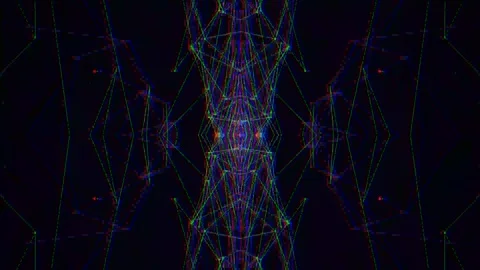 Symmetrical Abstract Glitch Geometric Network Animation Видео 345203590