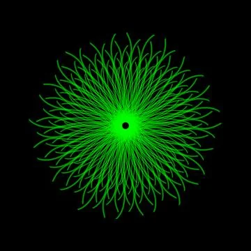 Symmetrical abstract green geometric pattern with curved radiant lines form.. Stock Illustration