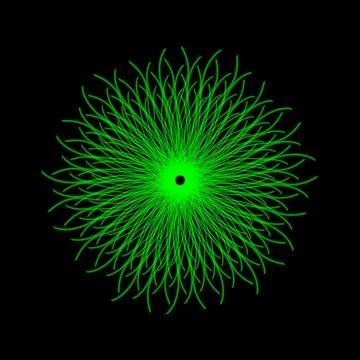 Symmetrical abstract green geometric pattern with curved radiant lines form.. Stock Illustration