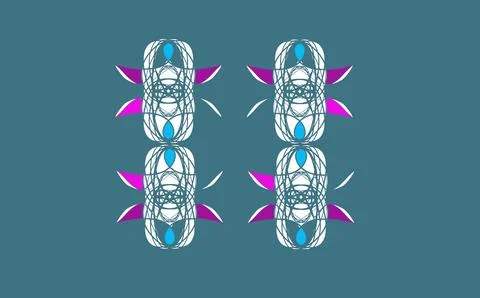 Symmetrical Abstract Line Art Pattern on Blue Background Illustrazione stock