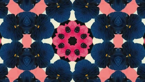 A symmetrical, abstract pattern featuring floral and geometric elements in .. Stock Footage 292595288