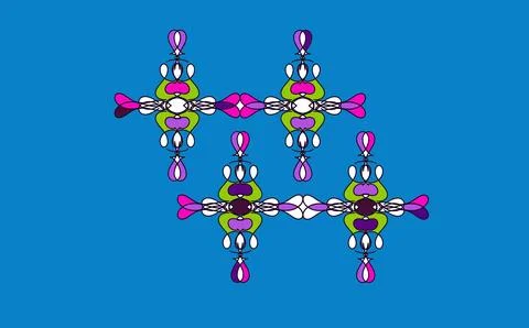 Symmetrical Abstract Shapes Pattern Blue Background Design Stock Illustration