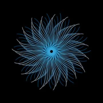 Symmetrical abstract spiral pattern with curved blue and gray lines forming.. Stock Illustration