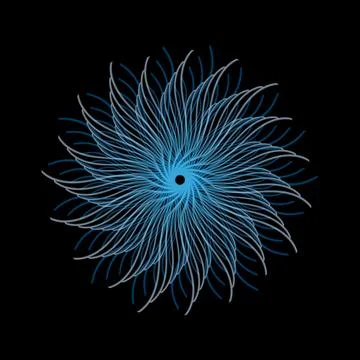 Symmetrical abstract spiral pattern with curved blue and gray lines forming.. Stock Illustration