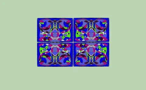 Symmetrical Abstract Tile Pattern Illustration in Blue Pink and Green 스톡 사진
