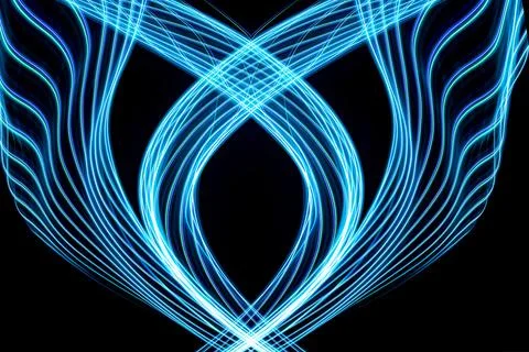 Symmetrical abstract waves with selective focus in blue and green light pat.. Stock Illustration