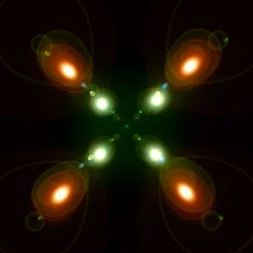 Symmetrical Amber and Lime Light Burst: Abstract Diagonal Lens Flare Pattern Stock Illustration