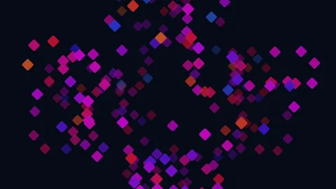 Symmetrical and colorful circular pattern of overlapping squares Stockbeeldmateriaal 303530677