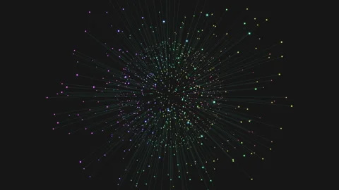 Symmetrical array of colorful dots on black background. Vídeo Stock 316769877