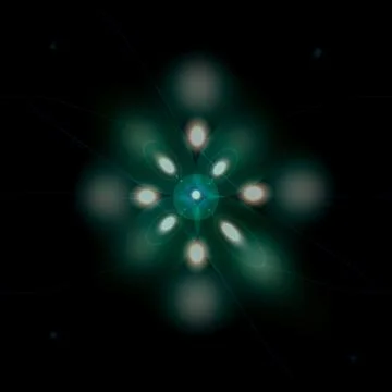 Symmetrical Atomic Energy Core: Abstract Glowing Emerald Light Mandala Stock Illustration