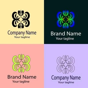 Symmetrical Bloom logo design Illustrazione stock