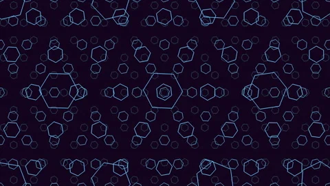 Symmetrical blue circle pattern with interconnected circles Stock Footage 297601673