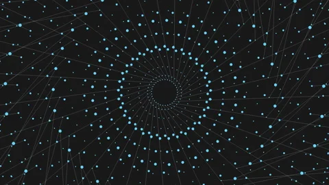 Symmetrical blue dot pattern on a black background Vídeos de archivo 285683426