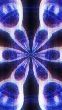 Symmetrical blue kaleidoscopic pattern with retro glitch effect Stock Illustration