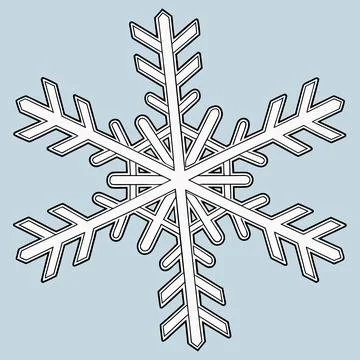 Symmetrical Blue Snowflake Vector Illustration with Geometric Design Stock Illustration