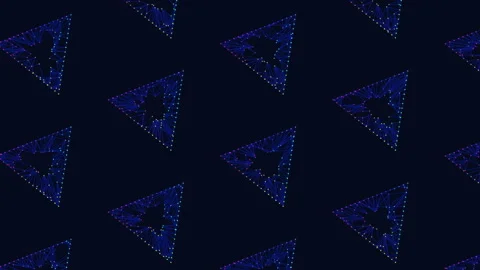 Symmetrical blue triangle pattern on dark background Stock Footage 300740303