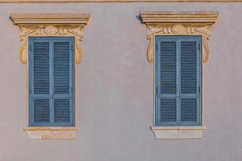 Symmetrical Blue Windows Stock Photos