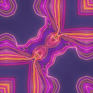 Symmetrical Bright Neon 3D Waves and Angles Stock Illustration