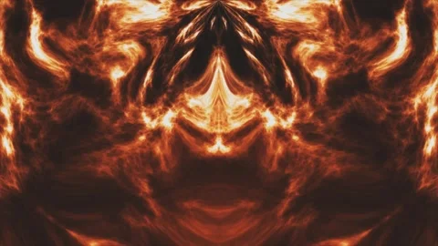 Symmetrical burning fire energy abstract fiery background loop Stock Footage 344957622