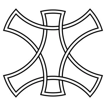 Symmetrical Celtic cross pattern, abstract line art, tattoo style icon Stock Illustration