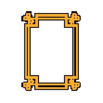 Symmetrical chinese frame border pixel art vector illustration Stock Illustration