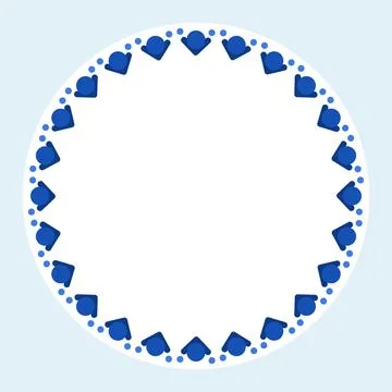 A Symmetrical Circular Border with a Repeating Pattern of Blue Motifs and Dot Stock Illustration
