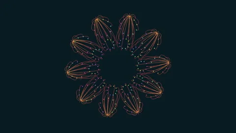 Symmetrical circular design of lines and dots 스톡 동영상 285684575