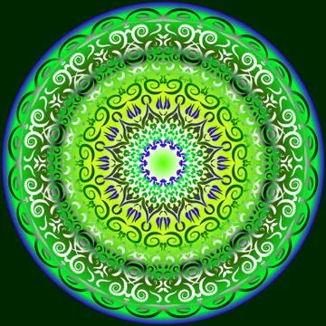 Symmetrical circular pattern in bright colors Stock Illustration