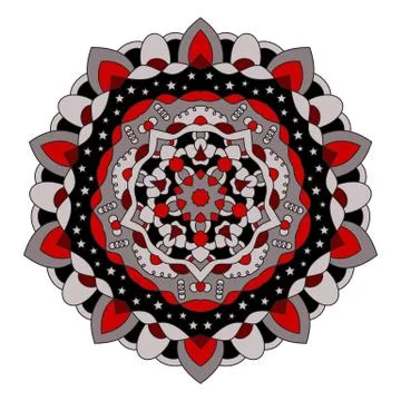 Symmetrical circular pattern of colored mandala, round Stock Illustration