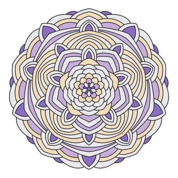 Symmetrical circular pattern of colored mandala, round Stock Illustration