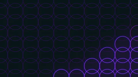 Symmetrical circular pattern of connected circles on black background Stock Footage 292964535