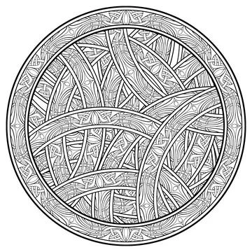 Symmetrical circular pattern in Scandinavian style Stock Illustration