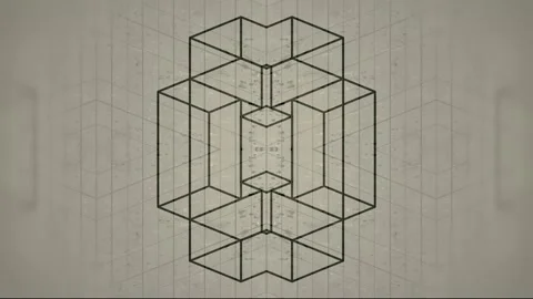 Symmetrical composition of gray geometric shapes. 3d rendering 4K Stock Footage 295040668