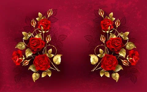 Symmetrical composition of red roses Stock Photos