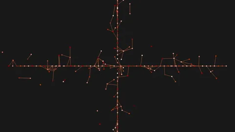 Symmetrical cross pattern of dots connected by lines Stock Footage 300741131