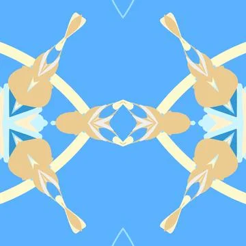 Symmetrical decorative motif with cloud white, beige sand, cream sorbet, sea blu Stock Illustration
