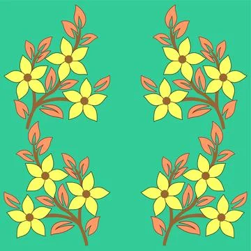 A symmetrical design featuring four stylized floral arrangements background Stock Illustration