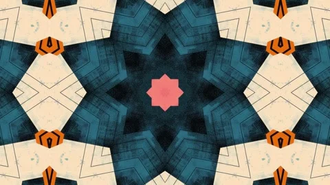 A symmetrical design featuring a stylized pink flower on a geometric backgr.. Stock Footage 292595533