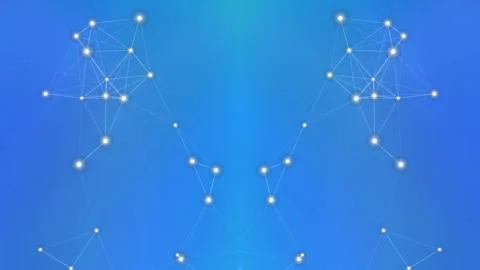 Symmetrical Digital Plexus Network on Blue Background Stock Footage 331549088