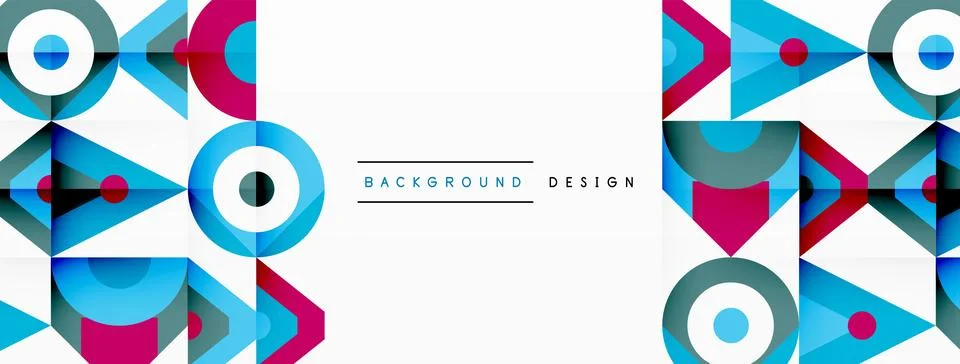 Symmetrical electric blue pattern with circles and arrows on an azure background Stock Illustration